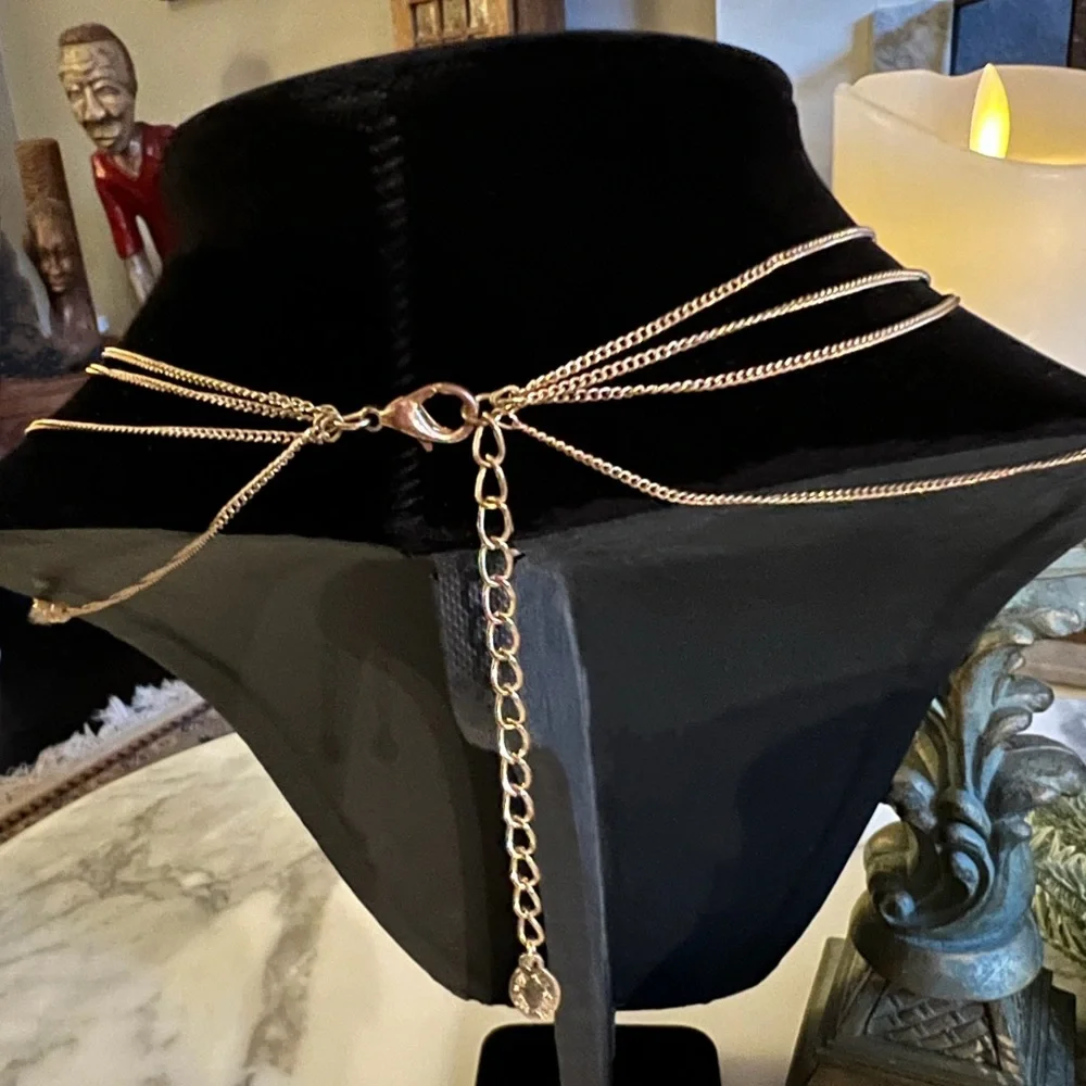 Vintage Ali-Khan New York Gold-Tone Beaded Layered 4 Strand Necklace - Picture 4 of 6